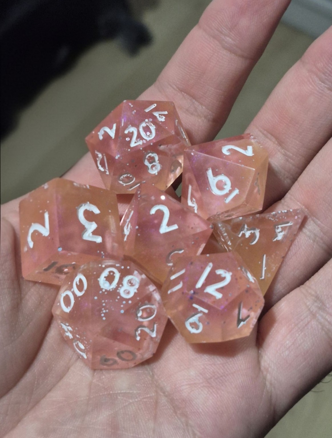 Peach dice set